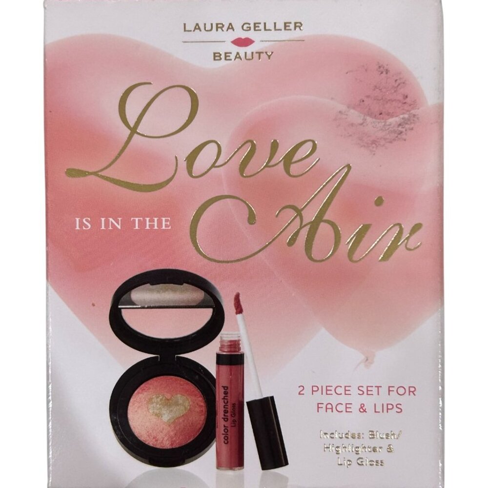 Laura Geller Baked BLUSH & HIGHLIGHTER + LIPGLOSS PINK PARTY SET RARE NIB